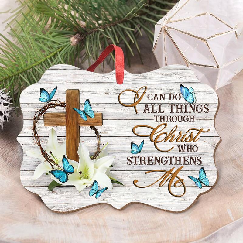Lily Flower I Can Do All Things Faith Butterfly Ornament